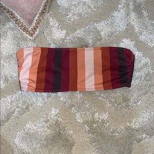 Strapless brand new striped bikini top